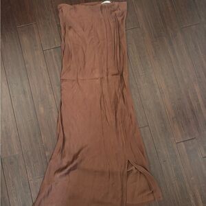 Long silk brown skirt